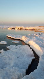 Cold baltic coast at sunset