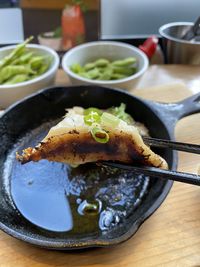 High angle view of food in plate