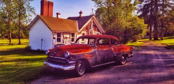 View of abandoned building in city