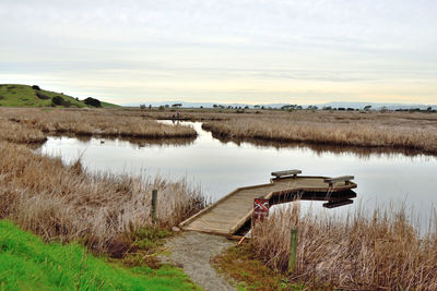 Scenic view of lake against sky