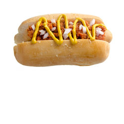 Close-up of hot dog against white background