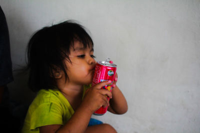 Cute girl holding food