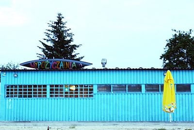 Low angle view of built structure against blue sky