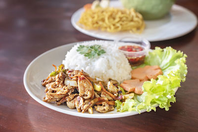 Close-up of meal served in plate