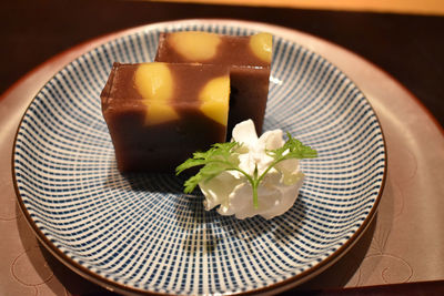 High angle view of potted plant on table