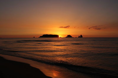 Scenic view of sea against sky during sunset