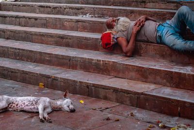 People sitting on staircase