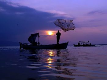Scenic view of sunset over sea