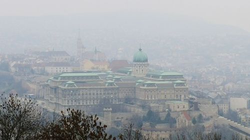 High angle view of cathedral in city