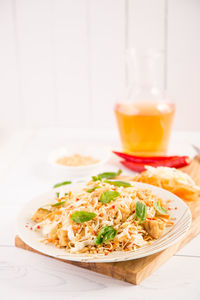 Close-up of food in plate on table