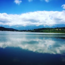 Scenic view of lake against sky