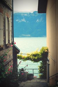 View of sea against mountain