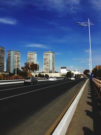 City street against blue sky