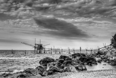 Scenic view of sea against cloudy sky