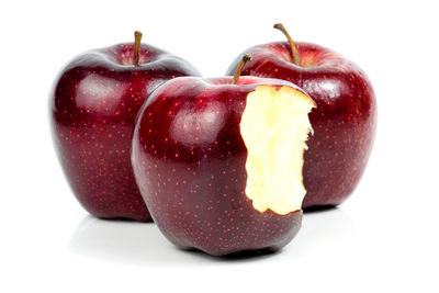 Close-up of apple against white background