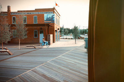 People in front of building