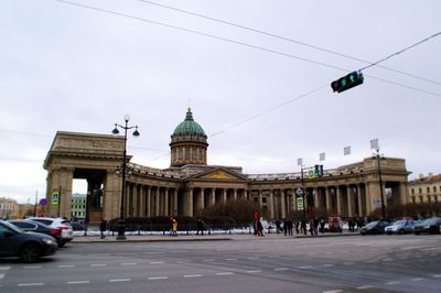 View of street and buildings in city