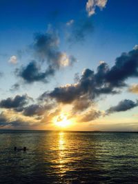 Scenic view of sea at sunset