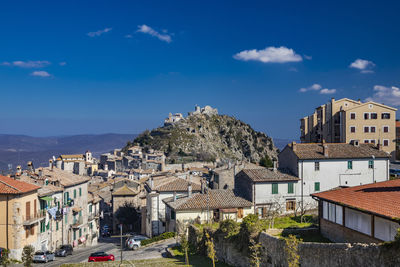 High angle view of townscape against sky