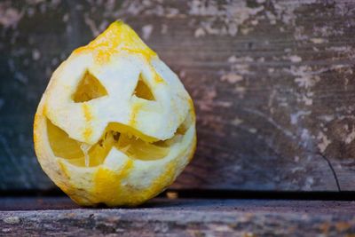 Close-up of pumpkin on table