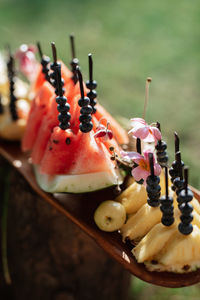 Close-up of dessert on table