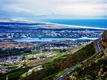 High angle view of townscape against sky