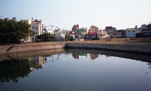 Reflection of buildings in water