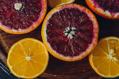 Directly above view of citrus fruits on table