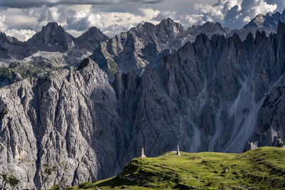 Panoramic view of mountain range against sky