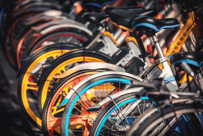 Bicycles parked in row