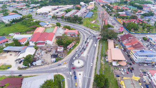 High angle view of traffic on city street