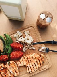 High angle view of food on table