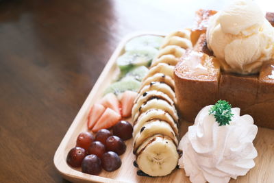 Close-up of dessert on table