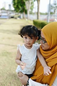 Cute girl with her mother