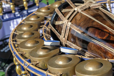 Close-up traditional drum outdoors