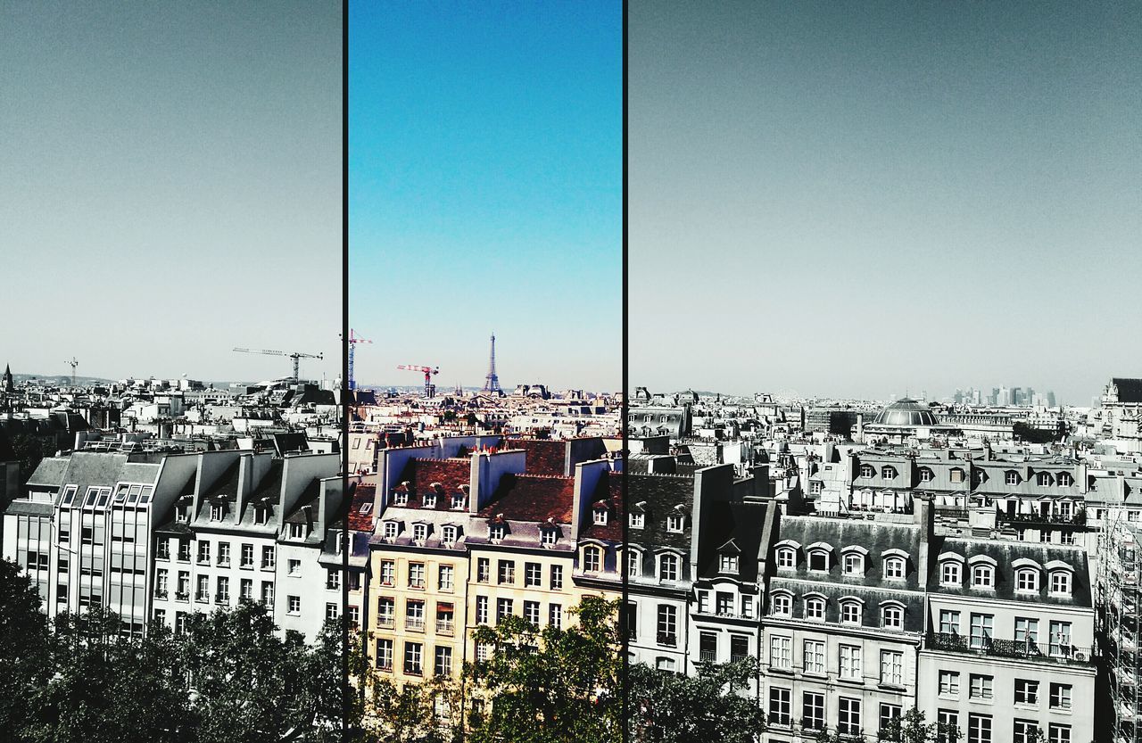 VIEW OF CITYSCAPE AGAINST BLUE SKY