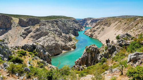 Amazing river canyon, turquoise green water, summer, landscape.