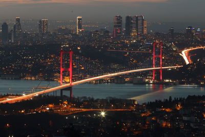 Illuminated city at night