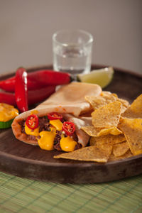 Close-up of dessert in plate on table