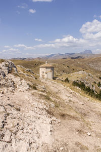 Scenic view of landscape against sky in rocca calascio