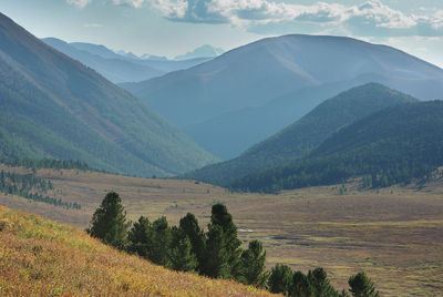 Scenic view of mountains against sky