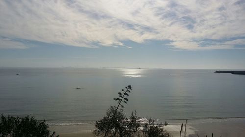 Scenic view of sea against cloudy sky