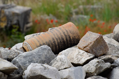 Close-up of stones on rocks