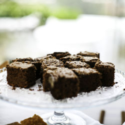 Close-up of chocolate cake on plate