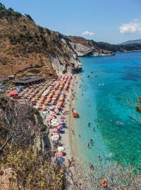 High angle view of beach against sky