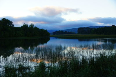 Scenic view of lake against sky