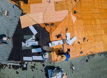 High angle view of graffiti on wall