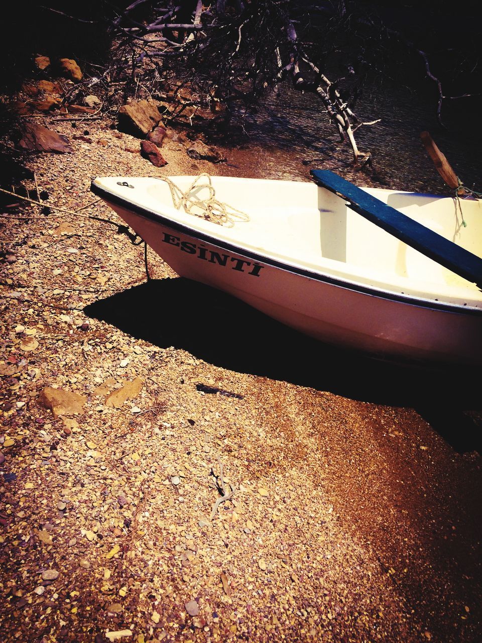 water, nautical vessel, boat, transportation, mode of transport, reflection, high angle view, beach, moored, sea, lake, shore, nature, night, sand, outdoors, no people, tranquility, wet, sunlight