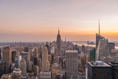 View of city at sunset