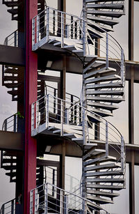 Low angle view of spiral staircase of building